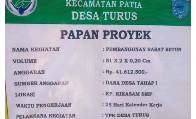 
					Desa Turus Kecamatan Patia Bangun Jalan Cor Di Kampung Kikasam Melalui Anggaran Dana Desa Tahap I Tahun 2025